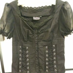 Living Dead Souls black corset blouse Size Small